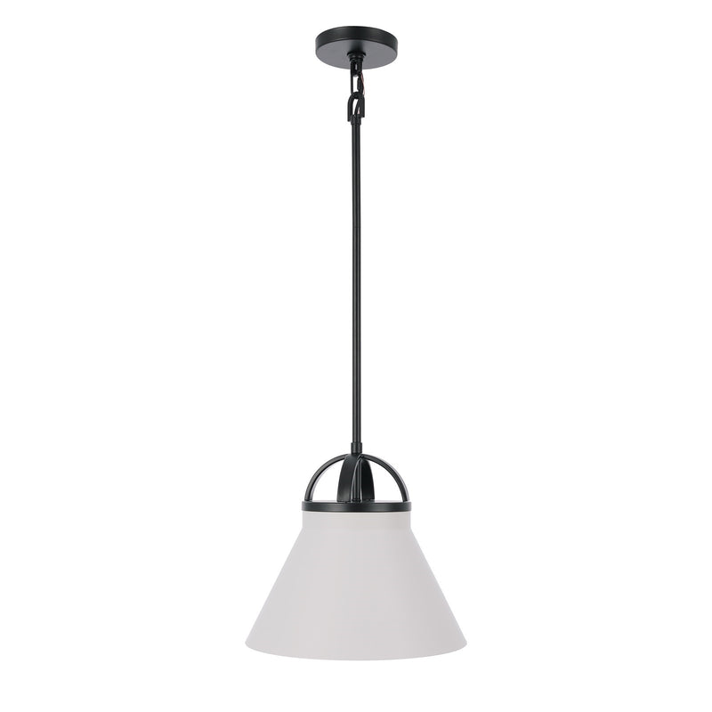 Craftmade Maggio 12in 1-Light Pendant | Industrial Flat Black and Glass | Kitchen Island & Dining Room | 12 x 10.5 in | Model 61591-FB