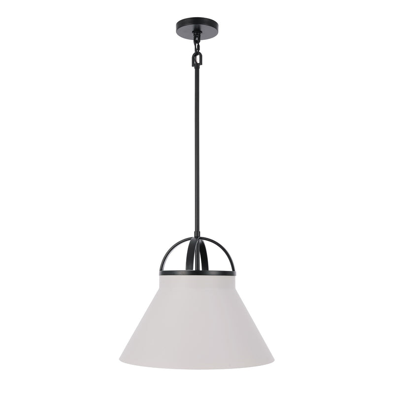 Craftmade Maggio 16in 1-Light Pendant | Industrial Flat Black and Glass | Kitchen Island & Dining Room | 16 x 13 in | Model 61592-FB