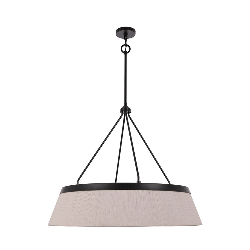 Craftmade Yates 32in 8-Light Pendant | Coastal Flat Black and Natural Cotton Rope | Kitchen Island & Dining Room | 32 x 27 in | Model 61698-FB