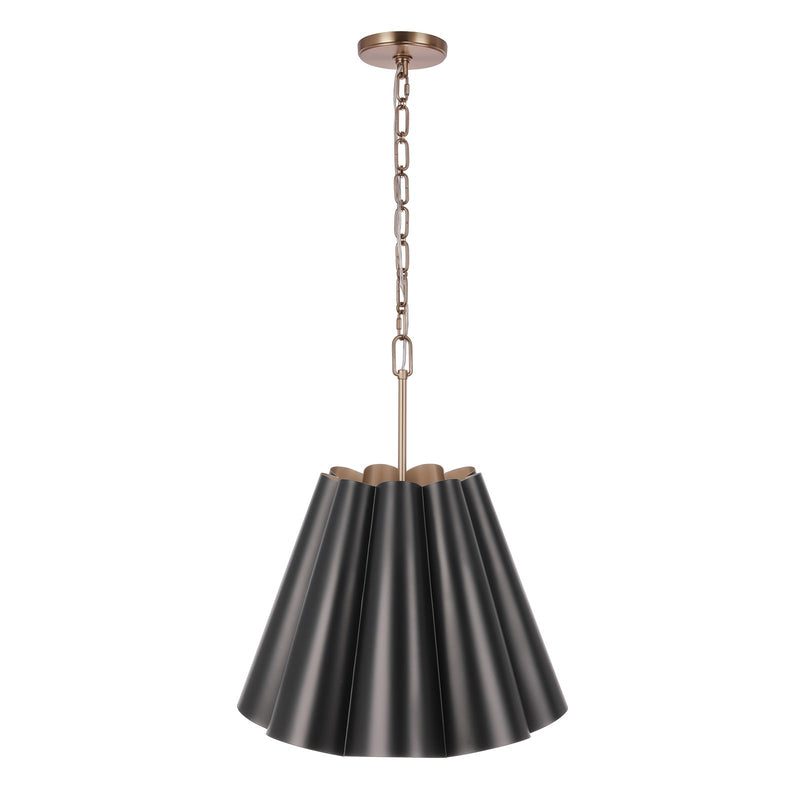 Craftmade Poppie 3 Lt 18" Pendant, Flat Black/Satin Brass