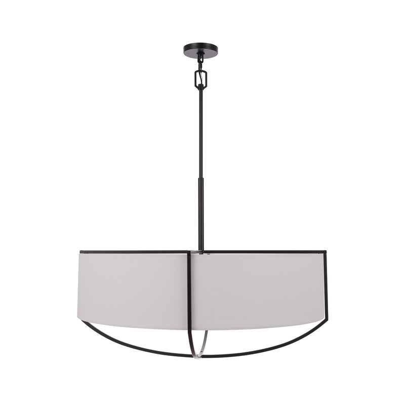 Craftmade Banks 32.5in 8-Light Pendant | Modern Flat Black Steel and White Linen | Kitchen Island & Dining Room | 32.5 x 23.5 in | Model 62098-FB