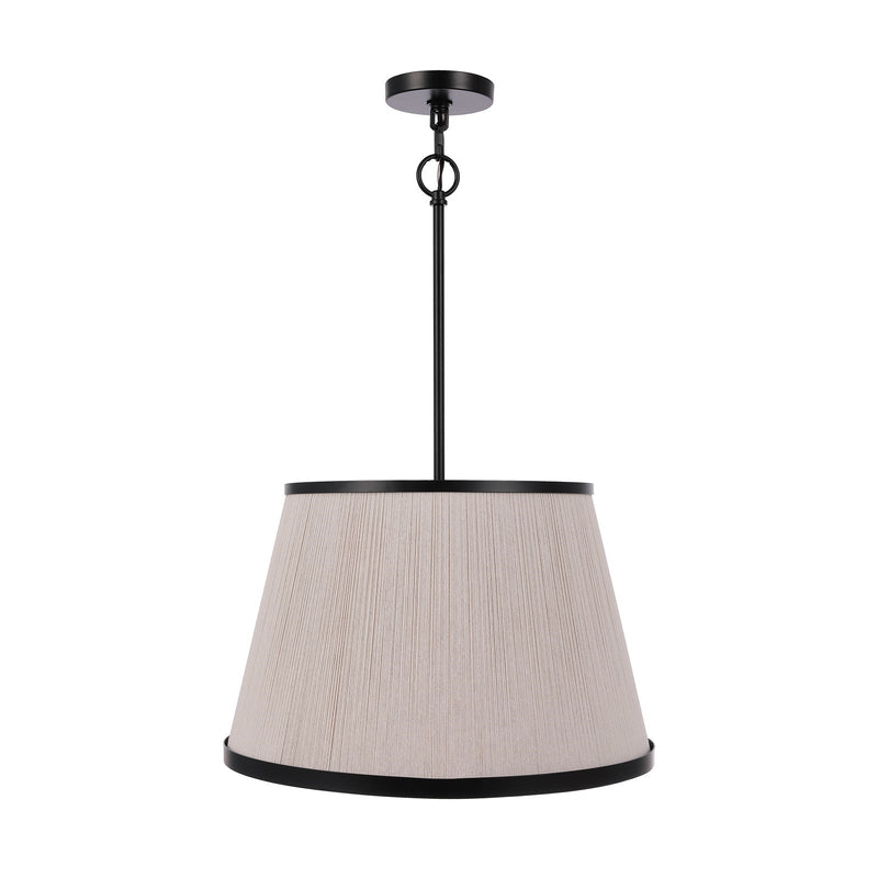 Craftmade Paxton 18in 4-Light Pendant | Transitional Flat Black and Natural Rope Glass | Kitchen Island & Dining Room | Model 62194-FB
