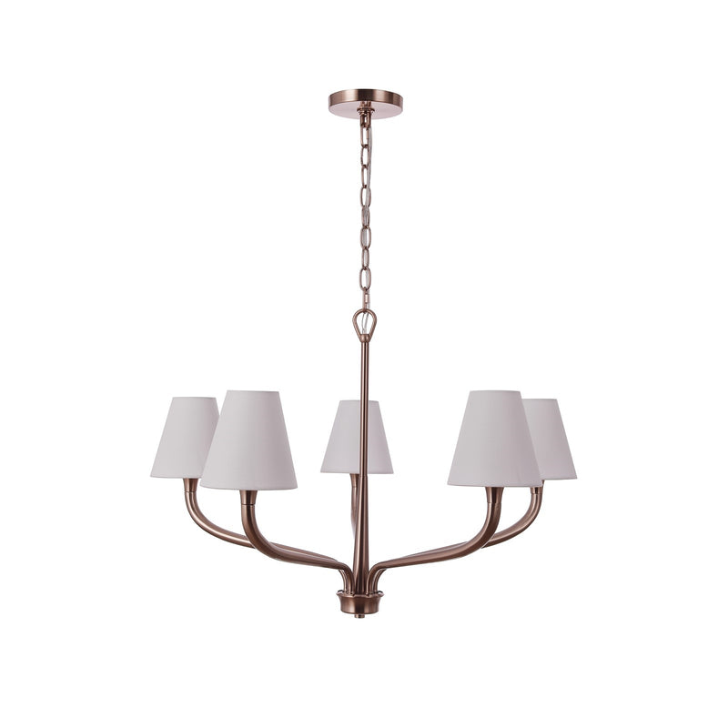 Craftmade Bancroft 28in 5-Light Chandelier | Traditional Premium Bronze and White Linen Glass | Dining Room & Foyer | 28 x 18.5 in | Model 62225-CPZ