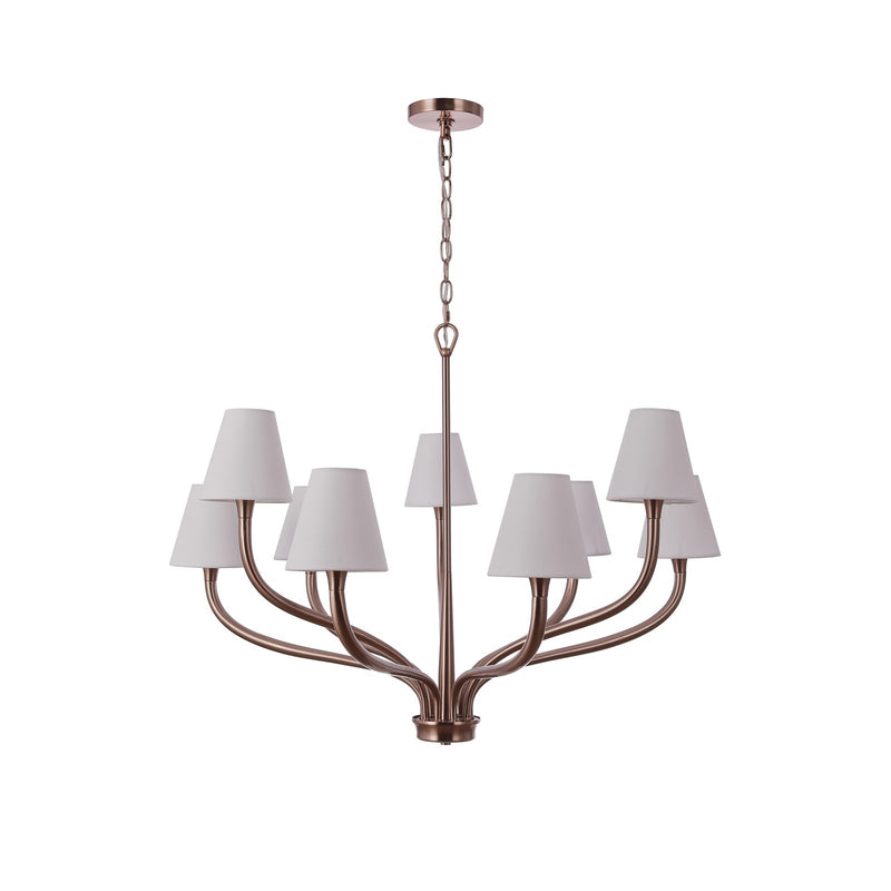 Craftmade Bancroft 36in 9-Light Chandelier | Traditional Premium Bronze and White Linen Glass | Dining Room & Foyer | 36 x 25 in | Model 62229-CPZ