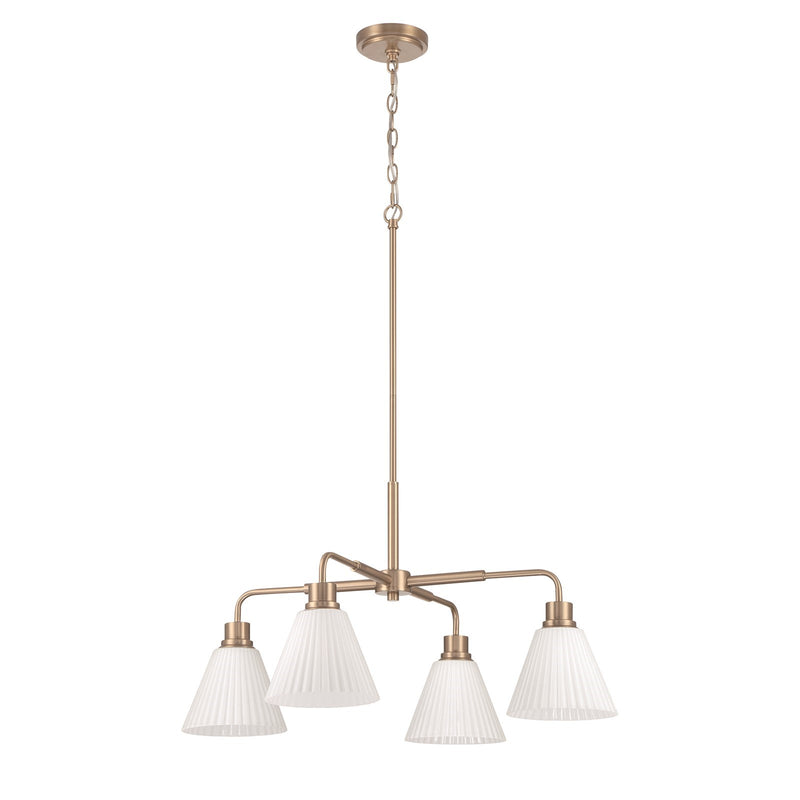 Craftmade Pleated II 4Lt Chandelier, Brz/Cased White Glass, Bronze