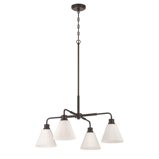 Craftmade Pleated II 4Lt Chandelier, Black (Cased White Glass), Black