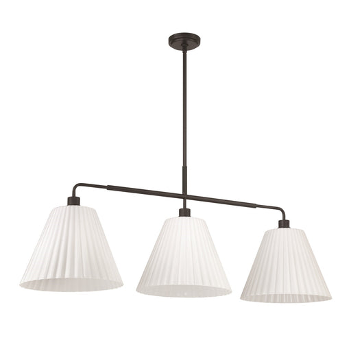 Craftmade Pleated II 3 Lt Island, Flat Black (Cased White, Flat Black