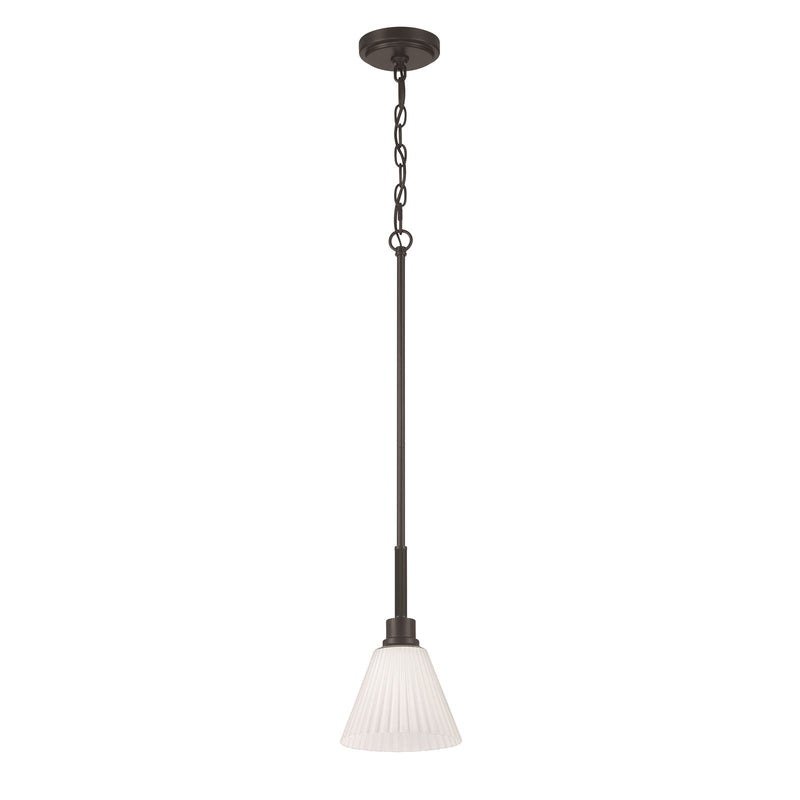 Craftmade Pleated II 1Lt Mini Pendant, Black (Cased White, Black