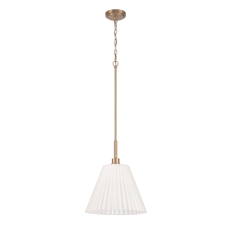 Craftmade Pleated II 1Lt 17.5" Pendant, Brz/Cased White, Bronze