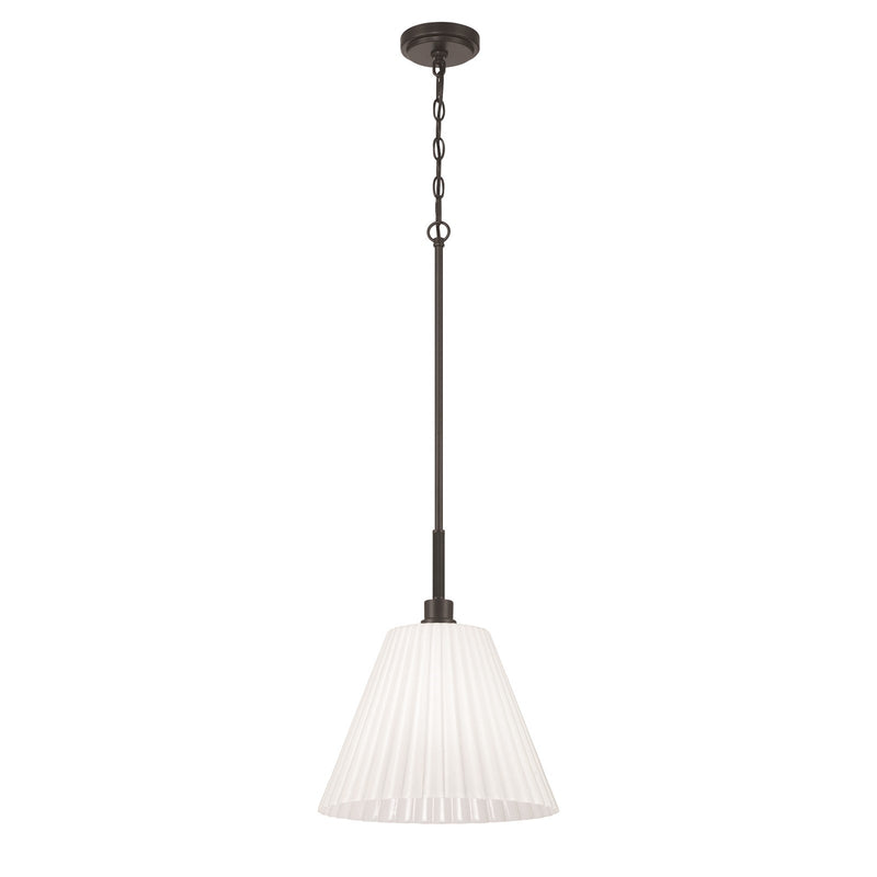 Craftmade Pleated II 1Lt 17.5" Pendant, Black/Cased White, Black