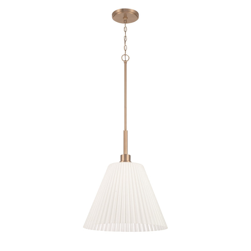 Craftmade Pleated II 20in 1-Light Pendant | Contemporary Premium Bronze and Cased White Glass | Kitchen Island & Dining Room | Model 62393-CPZ