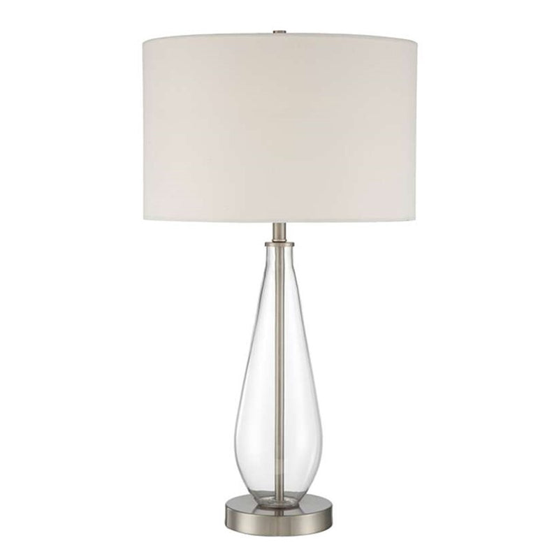 Craftmade 27" Table Lamp, Brushed Polished Nickel/Off White Linen