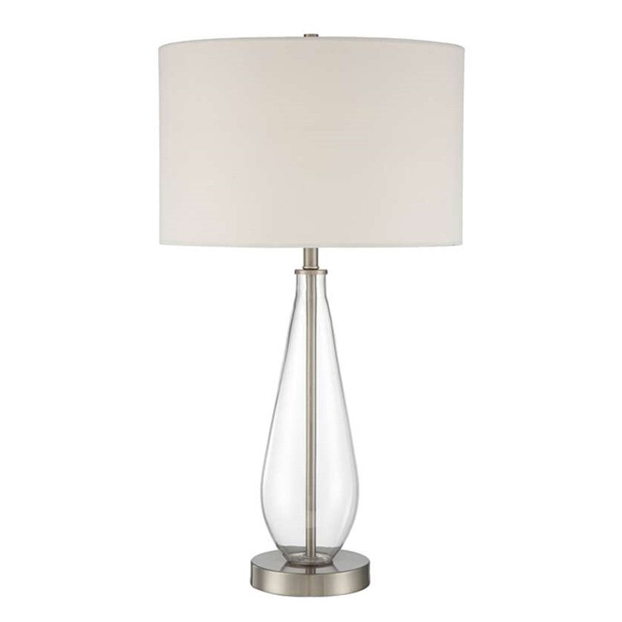 Craftmade 27" Table Lamp, Brushed Polished Nickel/Off White Linen