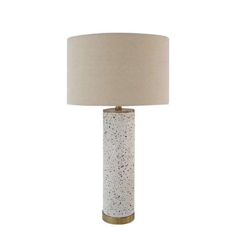 Craftmade 15" Table Lamp, Satin Brass/Off White Linen