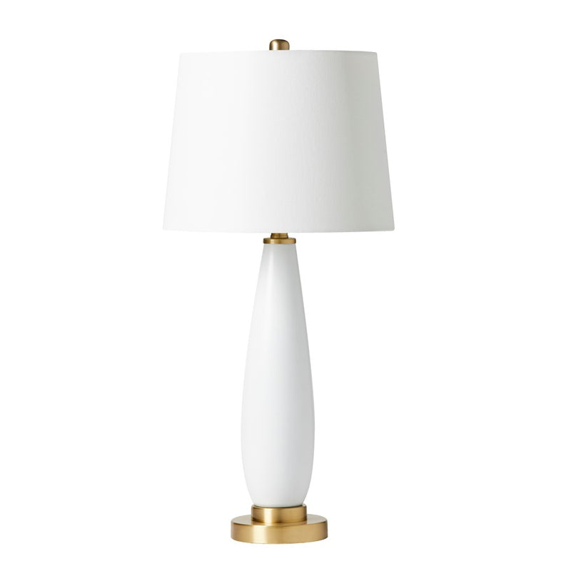 Craftmade 14" Table Lamp, Satin Brass/Off White Linen