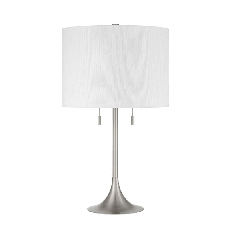 Craftmade Neely 2 Light Table Lamp, Nickel/White