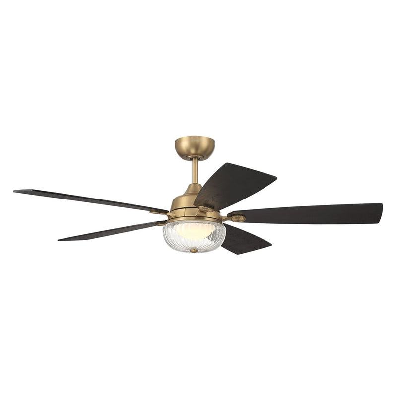 Craftmade Chandler 1Lt 52" Fan, Brass/Flat Black/Black Walnut