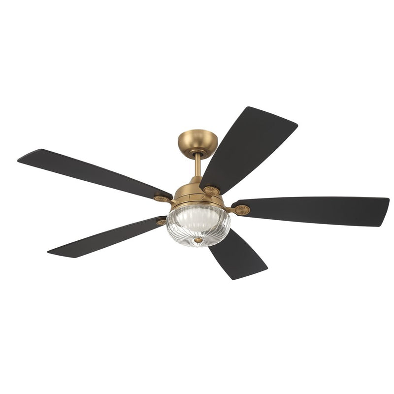Craftmade Chandler 1Lt 52" Fan, Brass/Flat Black/Black Walnut