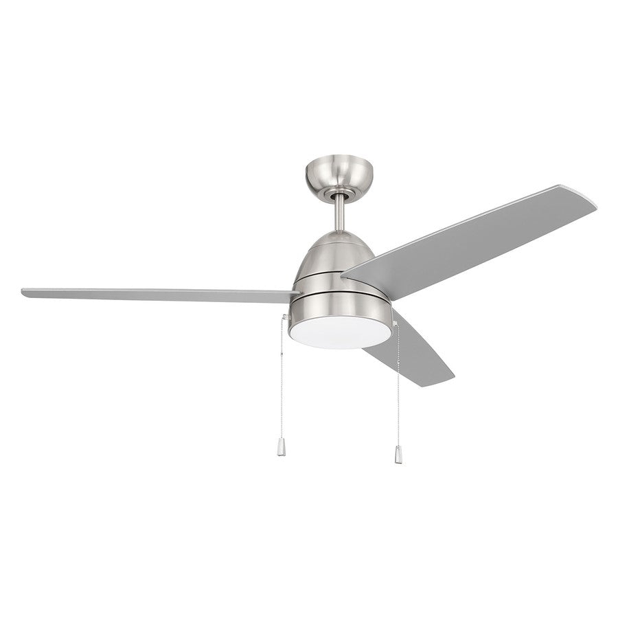 Craftmade Cozy 52" 3-Blade Ceiling Fan/Pull Chain, Nickel/Light Kit