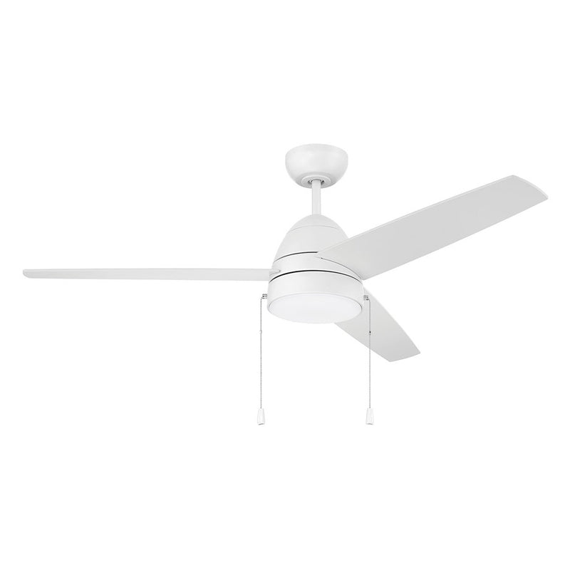 Craftmade Cozy 52" 3-Blade Ceiling Fan/Pull Chain, White/Light Kit
