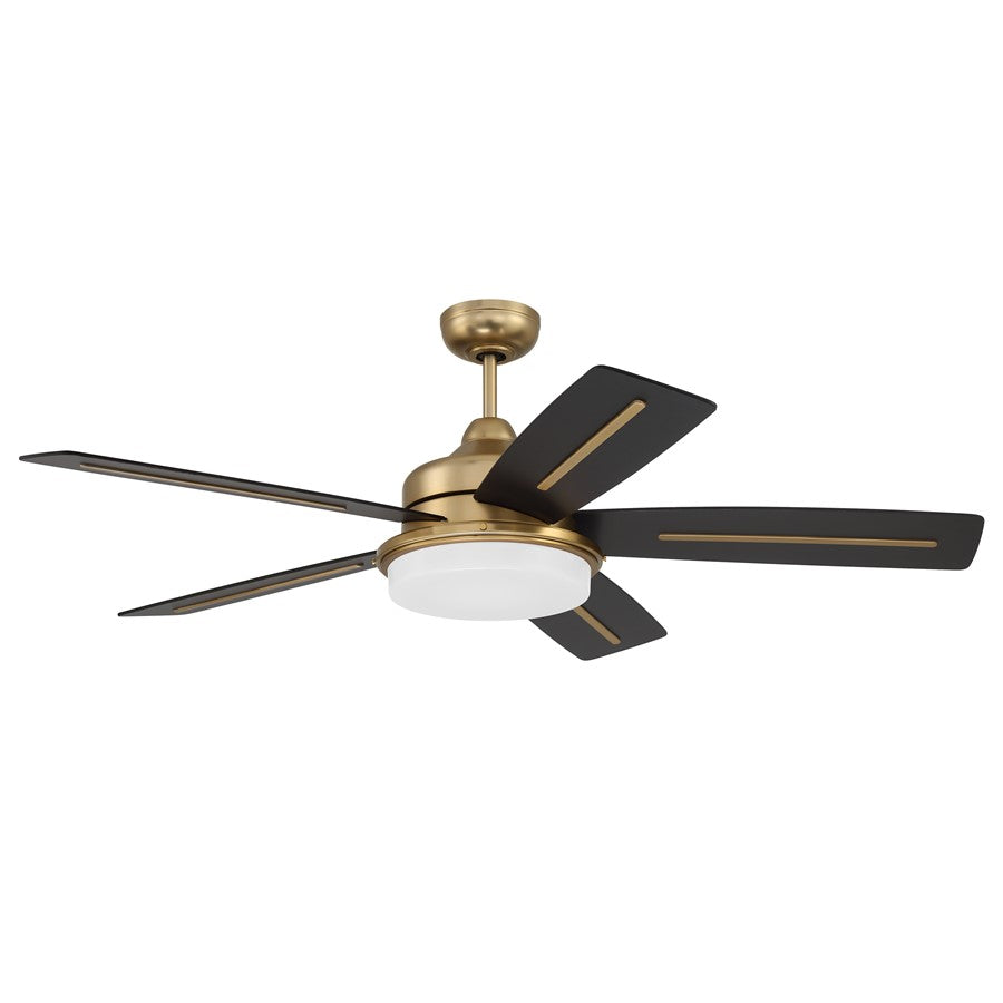 Craftmade Drew 1Lt 54" Fan, Satin Brass/Flat Black/Walnut - DRW54SB5-NWF