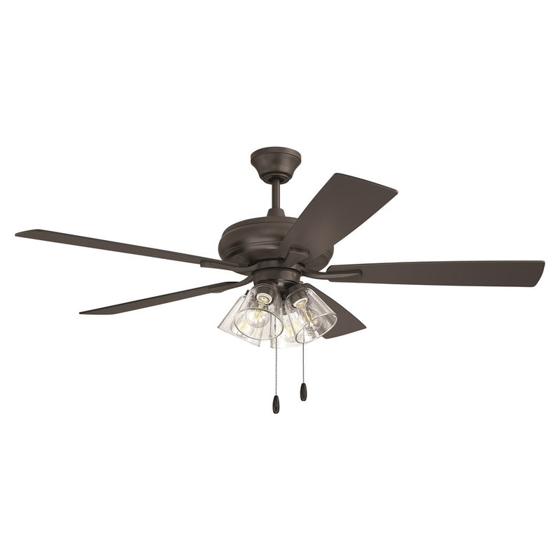 Craftmade Eos 52" 5-Blade Clear 4Lt Ceiling Fan, Bronze/Walnut