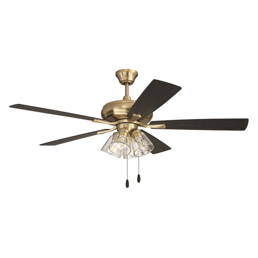 Craftmade Eos 52" 5-Blade Clear 4Lt Ceiling Fan, Brass/Black Walnut