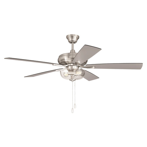 Craftmade Eos 52" 5-Blade Clear 2Lt Bowl Ceiling Fan, Nickel/GW