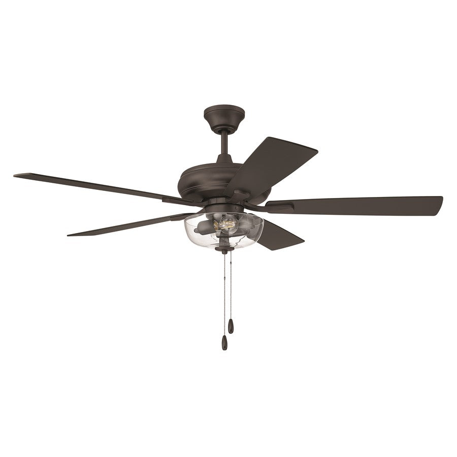 Craftmade Eos 52" 5-Blade Clear 2Lt Bowl Ceiling Fan, Bronze/Walnut