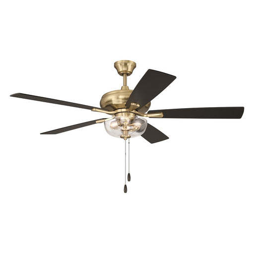 Craftmade Eos 52" 5-Blade Clear 2Lt Bowl Ceiling Fan, Brass/Black Walnut