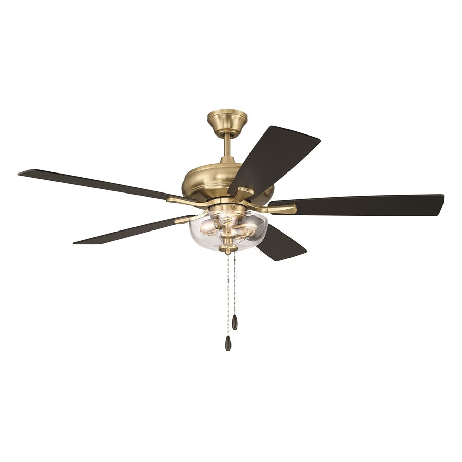 Craftmade Eos 52" 5-Blade Clear 2Lt Bowl Ceiling Fan, Brass/Black Walnut
