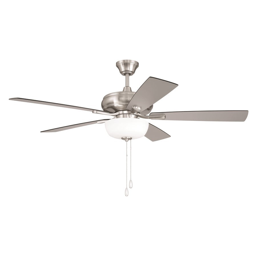 Craftmade Eos 52" 5-Blade Frost 2Lt Bowl Ceiling Fan, Nickel/GW