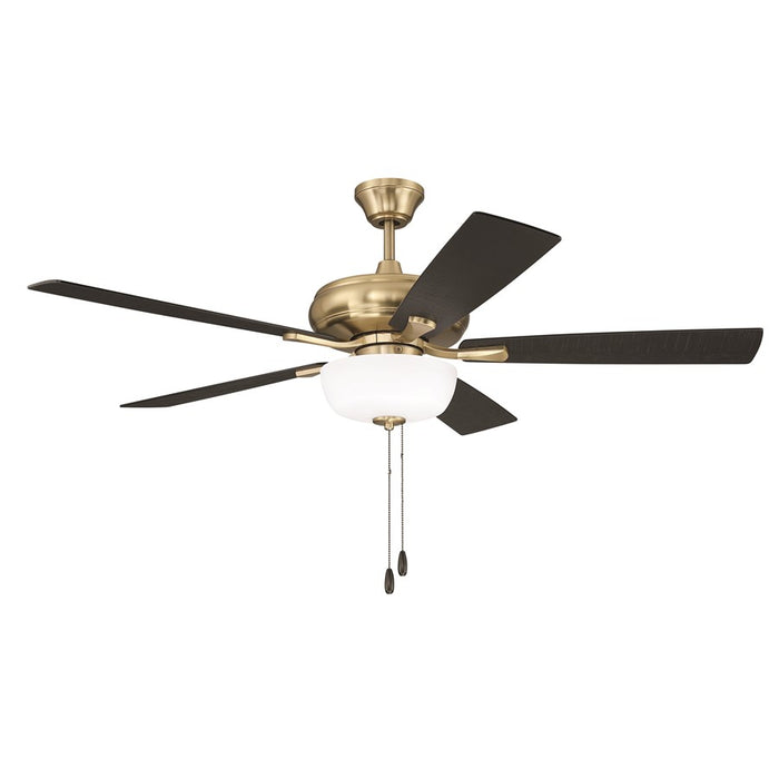 Craftmade Eos 52" 5-Blade Frost 2Lt Bowl Ceiling Fan, Brass/Black Walnut