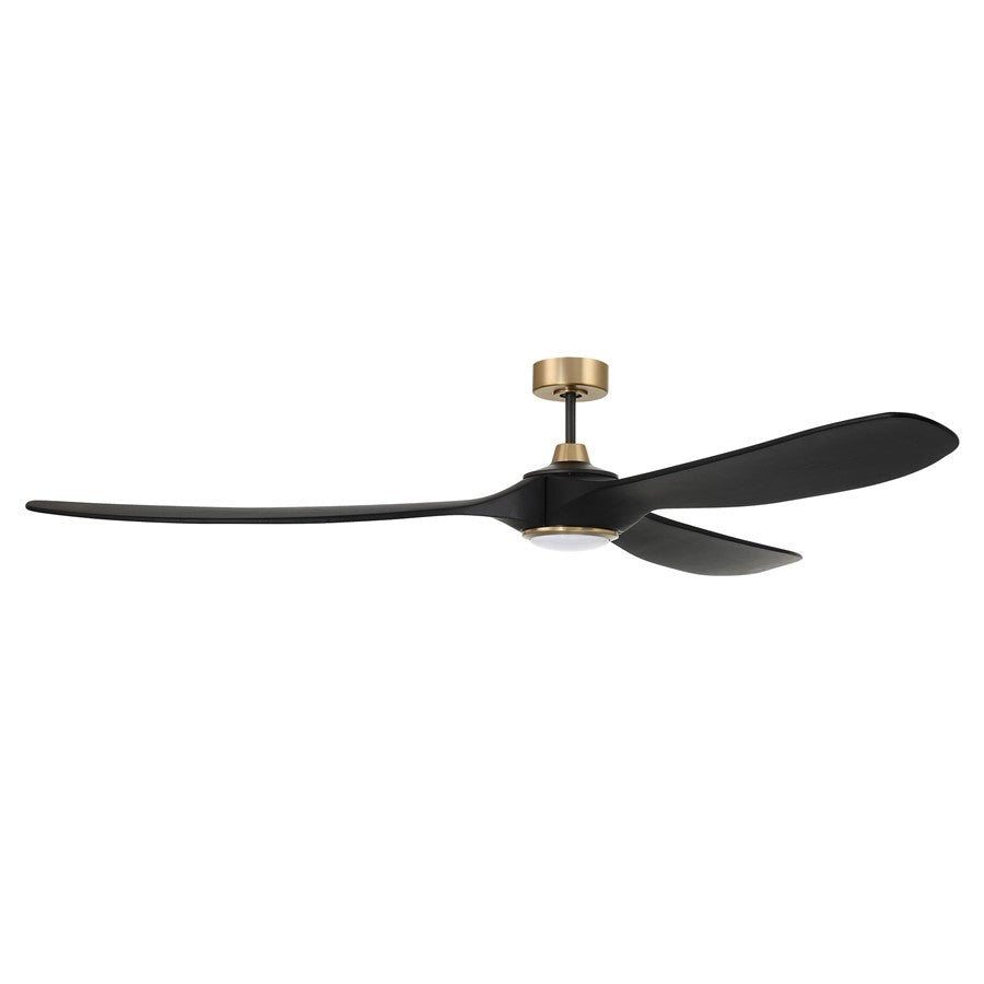 Craftmade Envy 72" 3-Blade Ceiling Fan, Black/Brass/Light Kit - EVY72FBSB3-NWF