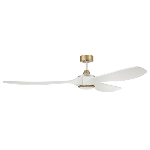 Craftmade Envy 72" 3-Blade Ceiling Fan, White/Brass/Light Kit - EVY72WSB3-NWF