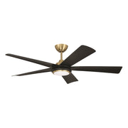 Craftmade Frye 52" 5-Blade 1 Light Ceiling Fan, Satin Brass - FRY52SBFB5