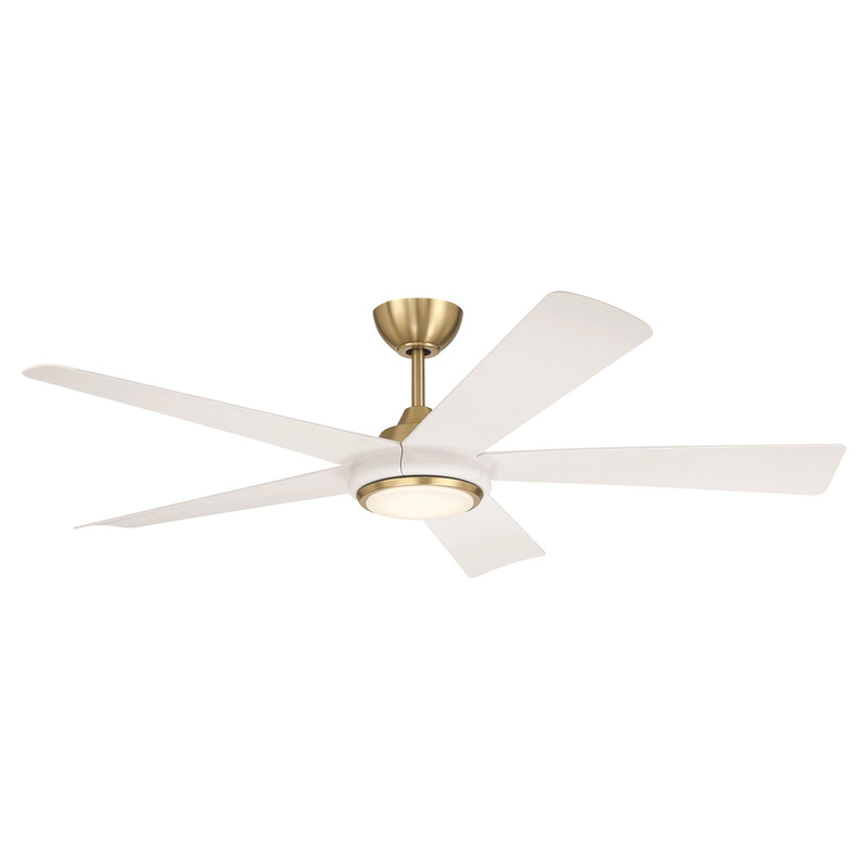 Craftmade Frye 52" 5-Blade 1 Light Ceiling Fan, Satin Brass/White