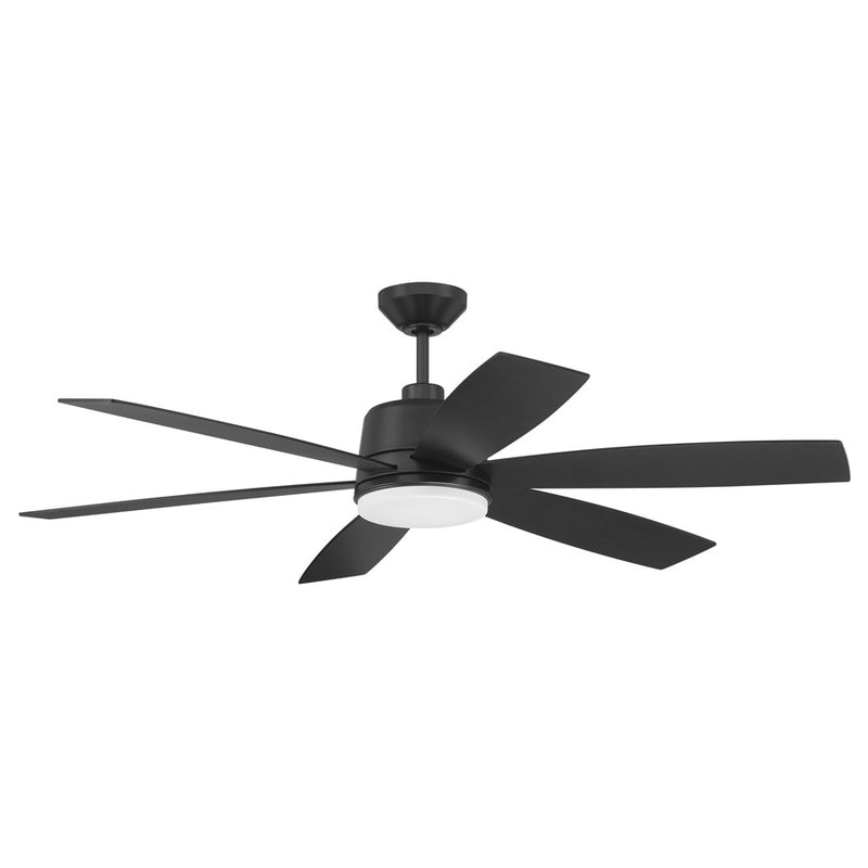 Craftmade Hogan 54" 6-Blade Damp Ceiling Fan, Black/Light Kit