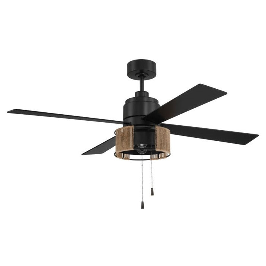 Craftmade Kelsey 52" 4-Blade Ceiling Fan, Black/Light Kit