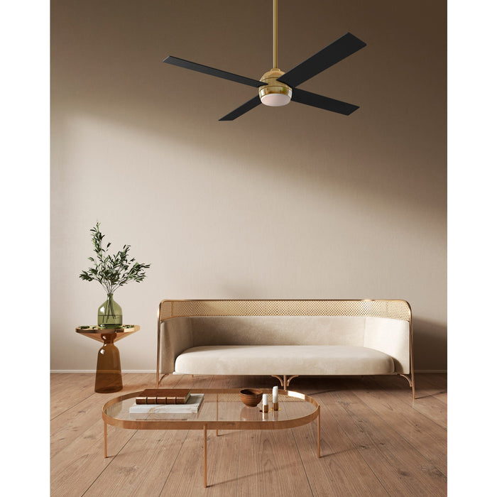 Craftmade Kelsey 52" 4-Blade Ceiling Fan, Brass/Black/Light Kit
