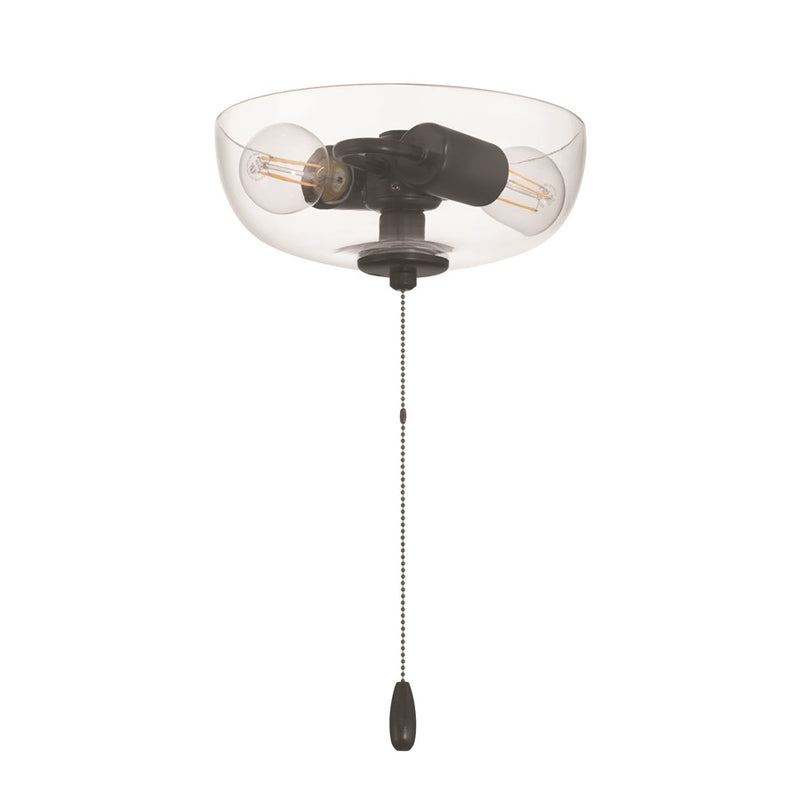 Craftmade 2 Light Bowl Light Kit, Flat Black (Clear Glass)