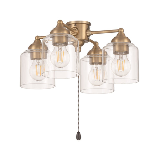 Craftmade LK2606 16in 4-Light Ceiling Fan Light Kit | Satin Brass Steel and Clear Glass | Indoor Living Room & Bedroom | 8in | Model LK2606-4L-LED-SB