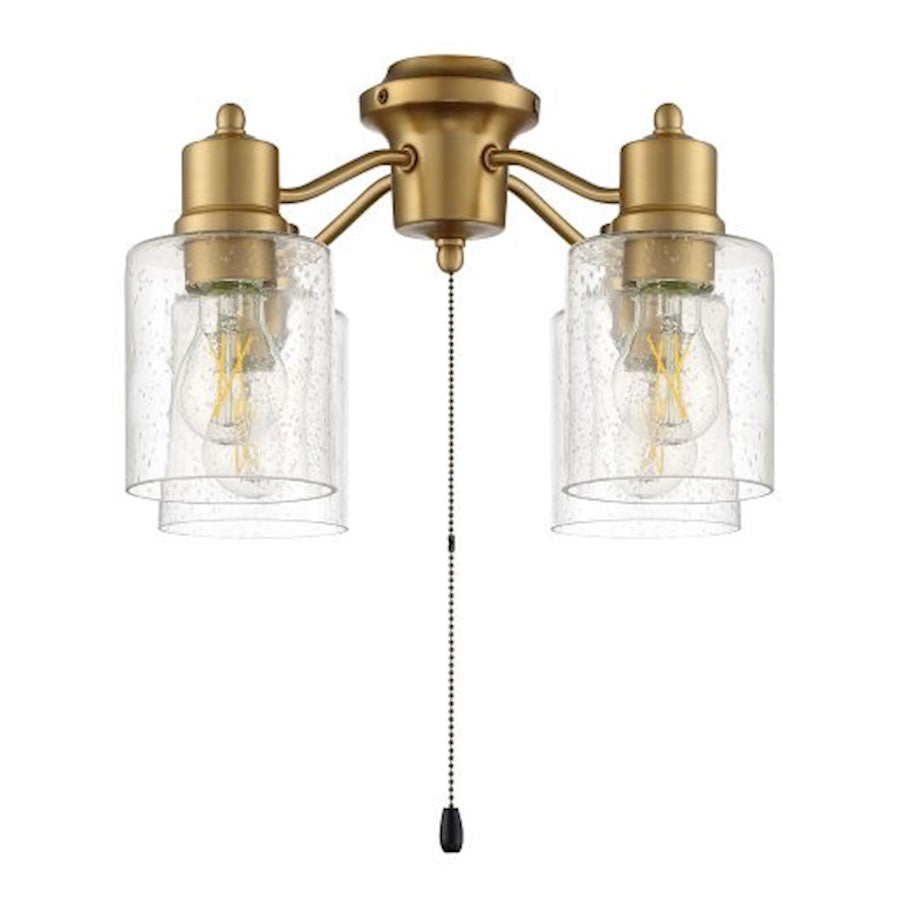 Craftmade 4 Light Universal Energy Star Fan Light Kit, Brass/Clear Seeded