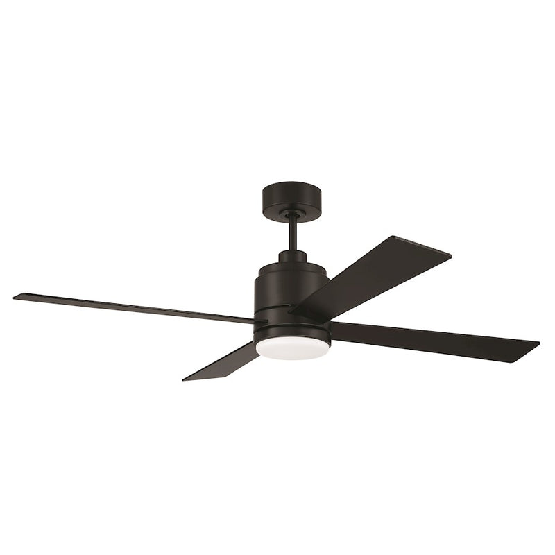 Craftmade McCoy 4 Blade 52" Ceiling Fan, Flat Black/White Frost