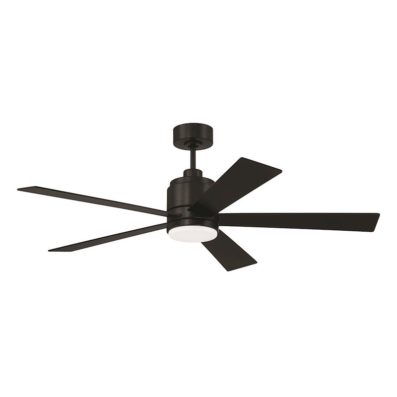 Craftmade McCoy 1 Light 52" Ceiling Fan, Flat Black/White Frost
