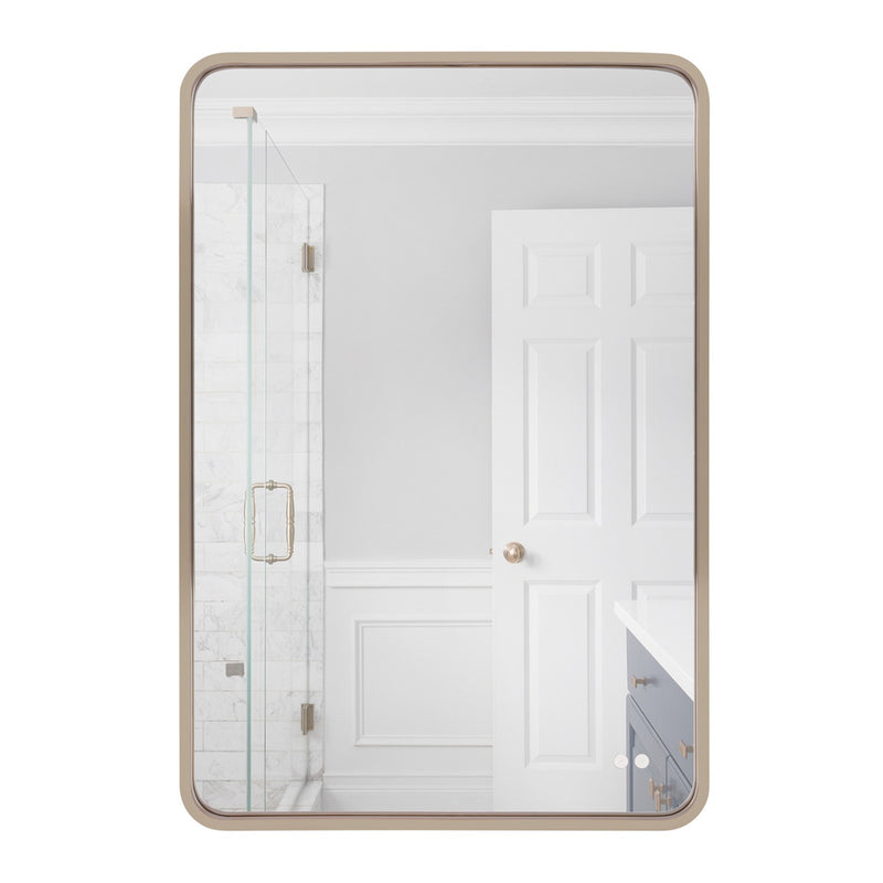 Craftmade Monica 24x36in LED Mirror | Satin Brass Aluminum Frame | Bathroom Vanity & Powder Room | 2110 Lumens, 3000-5000K | Model MIR2418RRT-SB3C