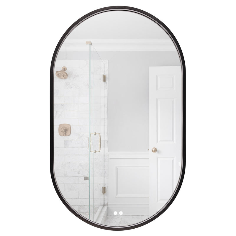 Craftmade Rachel 24x40in Oval LED Mirror | Flat Black Aluminum Frame | Bathroom Vanity & Powder Room | 2640 Lumens | Model MIR2421OVL-FB3C