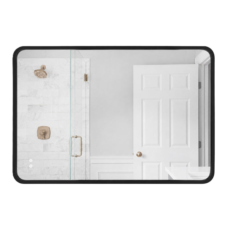 Craftmade Sophie 48in Framed LED Mirror | Flat Black Aluminum Frame | Bathroom & Vanity | 48 x 36 in, Dimmable 3000-5000K | Model MIR4805RRT-FB3C