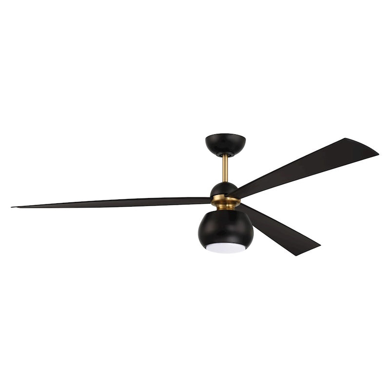 Craftmade Otto 1 Light 60" Ceiling Fan, Black/Brass/Frost White