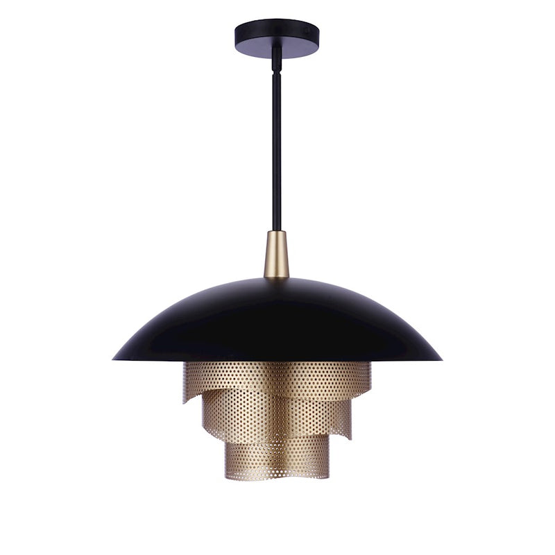 Craftmade Sculptural Statement 1 Light 19" Pendant, Black/Gold